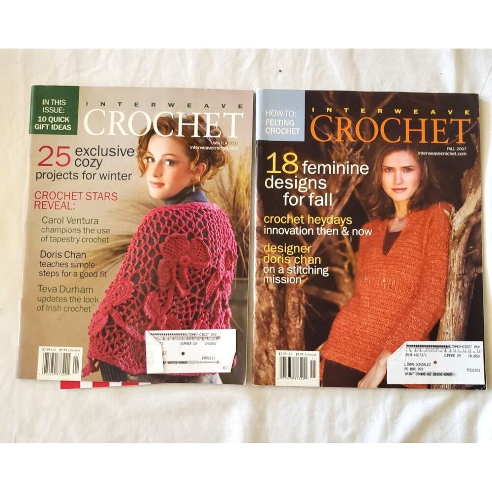 2007 Interweave Crochet Magazine Fall Winter Felting Tapestry Doris Chan 2 Lot